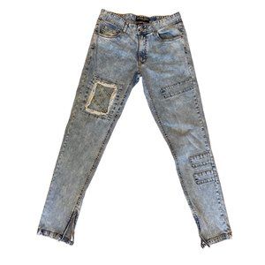 Hyper Denim Slim Fit Lightening Distressed Light Acid Wash Jeans Size 30